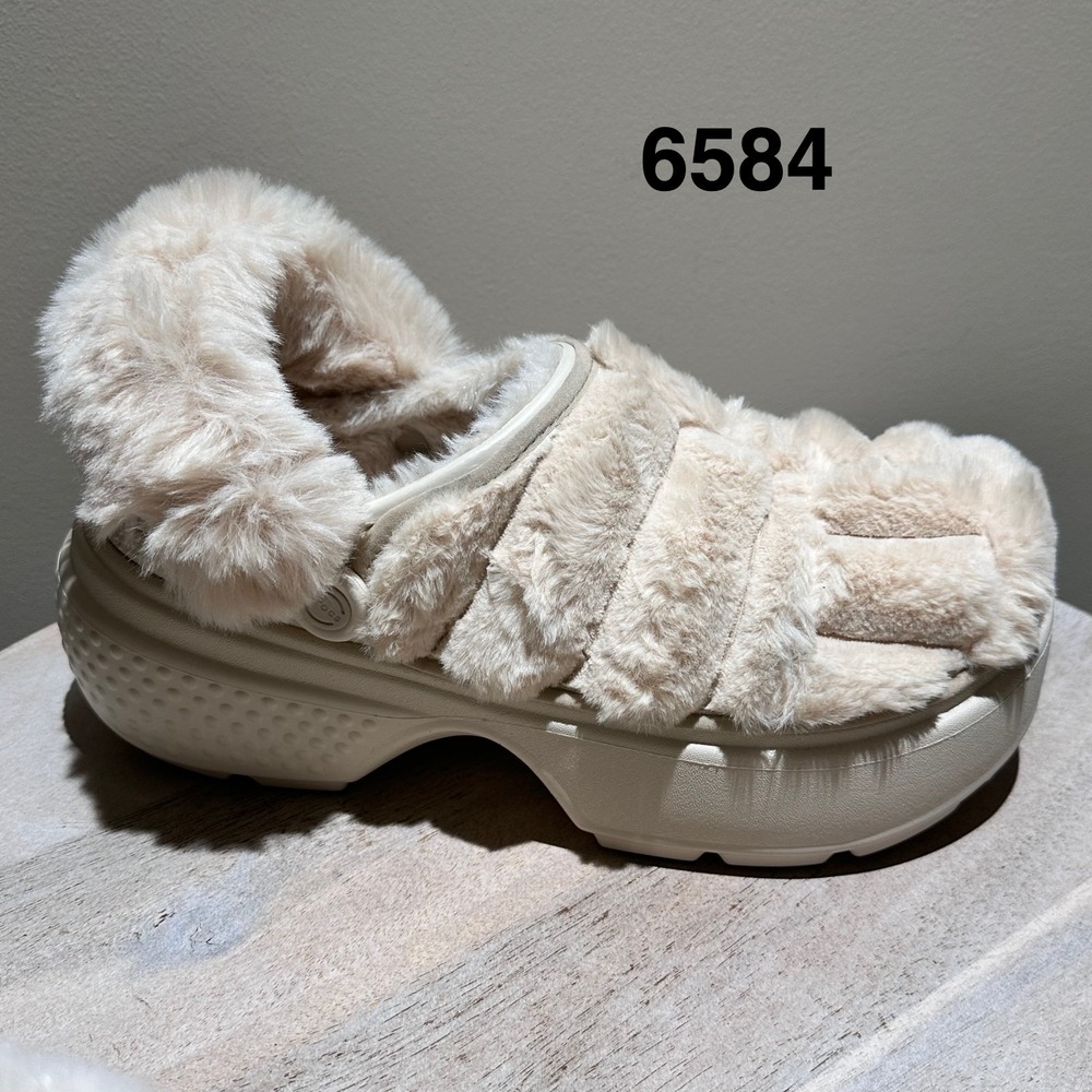 Crocs Stomp Lined Quilted Clogs Stucco M9 W11 208938-160 Platform Shoes NEW